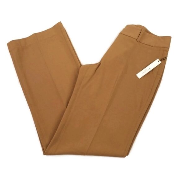 Vertigo Toast Camel Mid Rise Flat Front Wide Leg Dress Pants Womens Size 8 - Picture 6 of 13